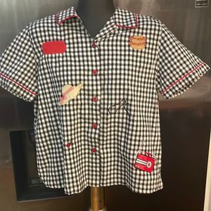 Medium Lemon Grass Studios short sleeve black/white checked button down shirt